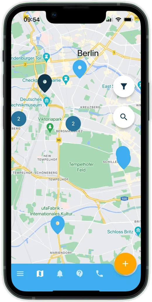entsorgo App: aktive Aufträge auf der Karte