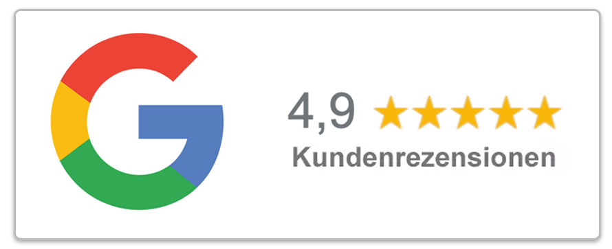 Dieses Bild zeigt: ein Bewertungssiegel von Google mit 5 Sterne Bewertung